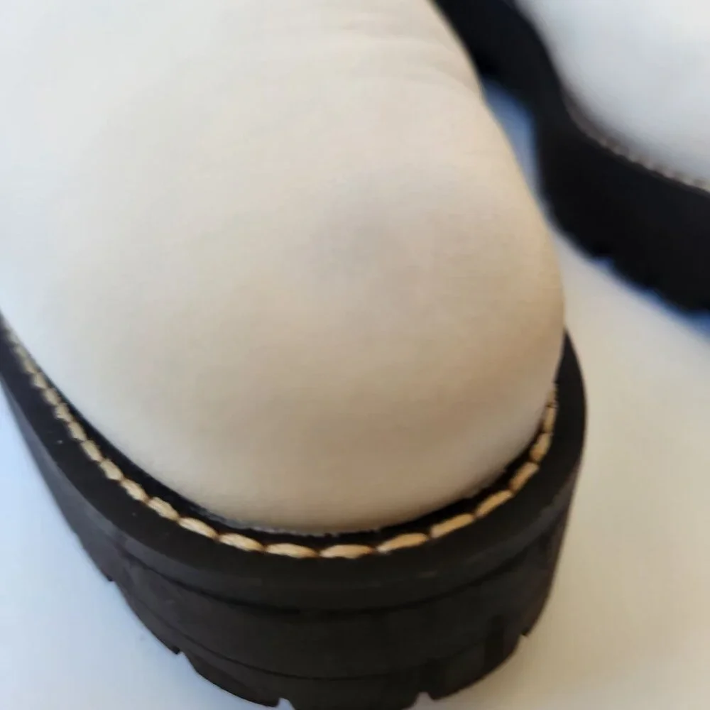 Sam Edelman Justina Lug Sole Chelsea Boots Ivory Winter Outdoors Cabincore - Picture 10 of 11